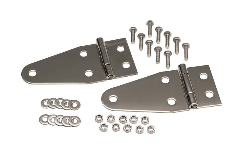 Kentrol 55-95 Jeep CJ/Wrangler YJ Hood Hinge Pair - Polished Silver - Black Ops Auto Works