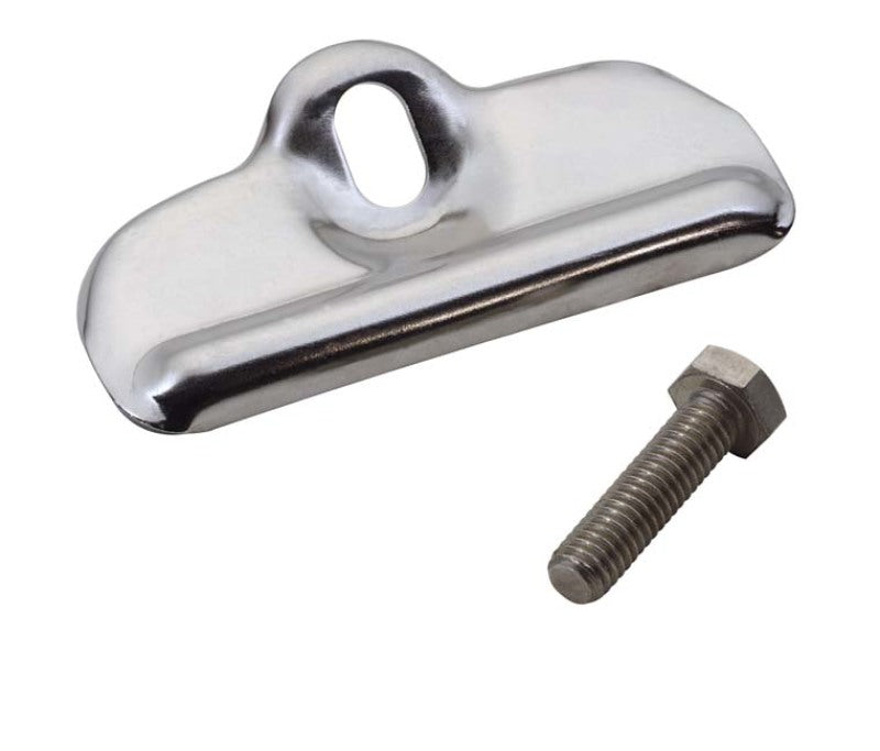 Kentrol 76-86 Jeep CJ Battery Tray Clamp - Polished Silver - Black Ops Auto Works