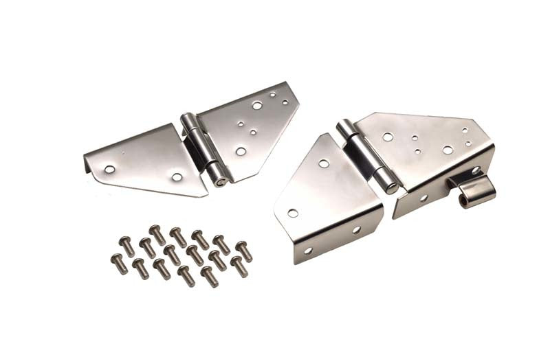 Kentrol 76-95 Jeep CJ/Wrangler YJ Windshield Hinge Pair - Polished Silver - Black Ops Auto Works