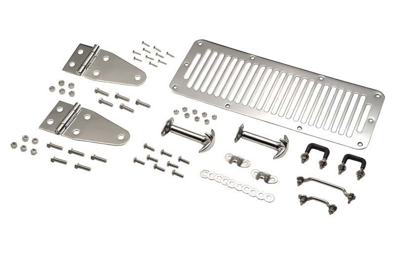 Kentrol 78-95 Jeep CJ/Wrangler YJ Hood Kit - Polished Silver - Black Ops Auto Works