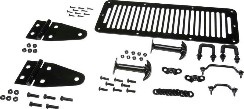 Kentrol 78-95 Jeep CJ/Wrangler YJ Hood Kit - Powdercoat Black - Black Ops Auto Works