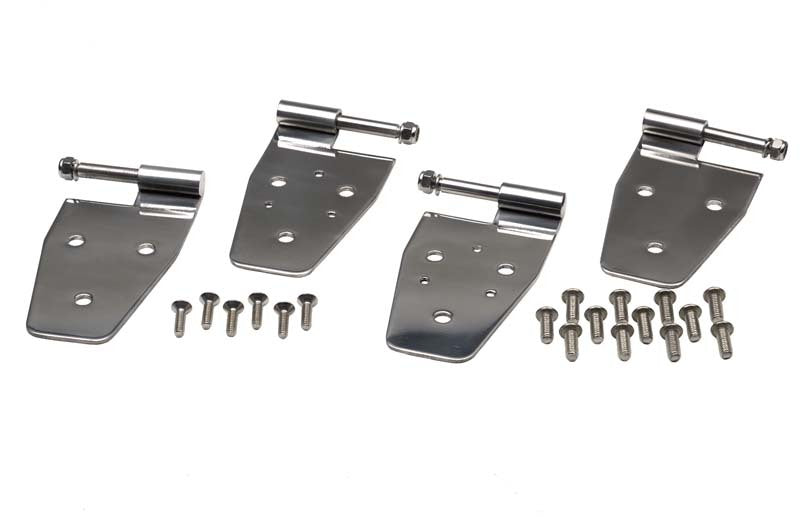 Kentrol 87-95 Jeep Wrangler YJ Door Hinge Set 4 Pieces - Polished Silver - Black Ops Auto Works