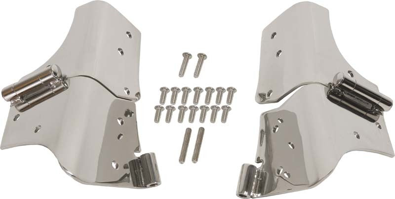 Kentrol 97-06 Jeep Wrangler TJ Windshield Hinge Pair - Polished Silver - Black Ops Auto Works