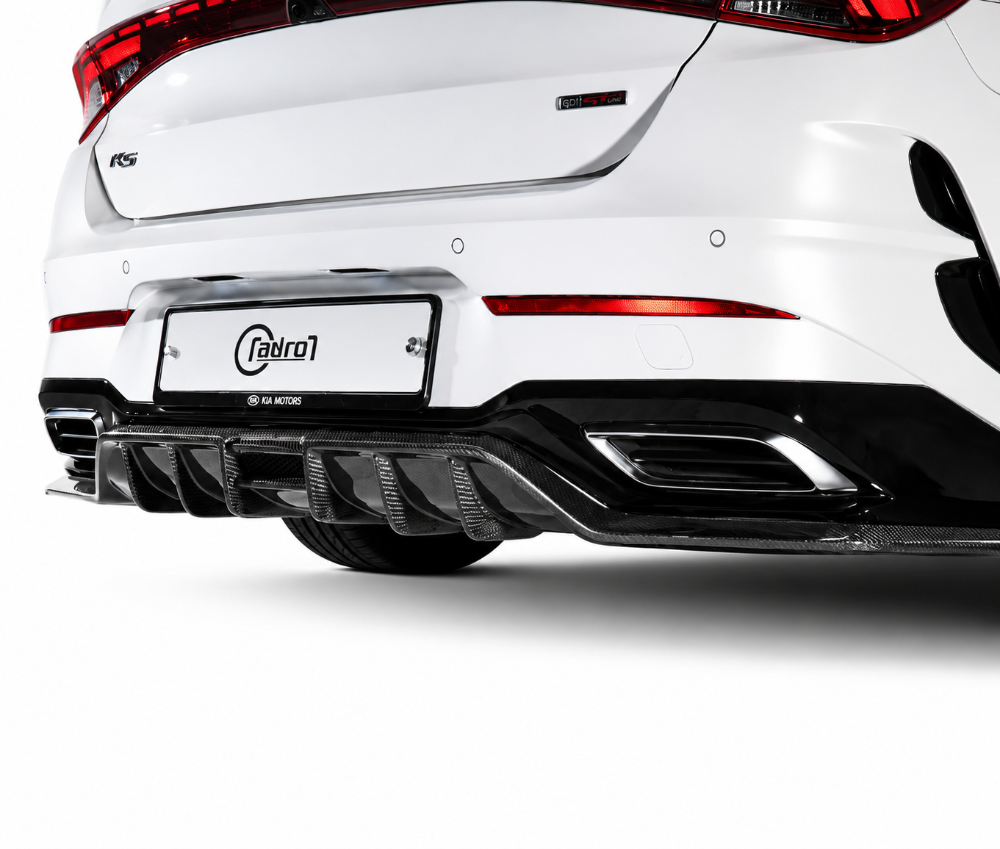Kia K5 GT-Line with ADRO wet carbon fiber rear diffuser and aggressive eight-strake design