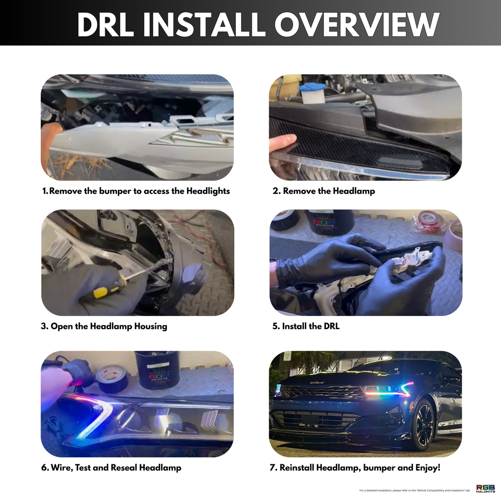RGB Halo Kits Kia K5 Multicolor Flow DRL Boards (2021-2024)