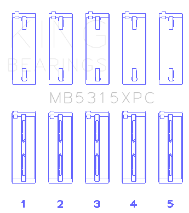 King 1992+ Mitsubishi 4G63/4G64 EVO I-IV (Size 0.25) Coated Performance Main Bearing Set - Black Ops Auto Works