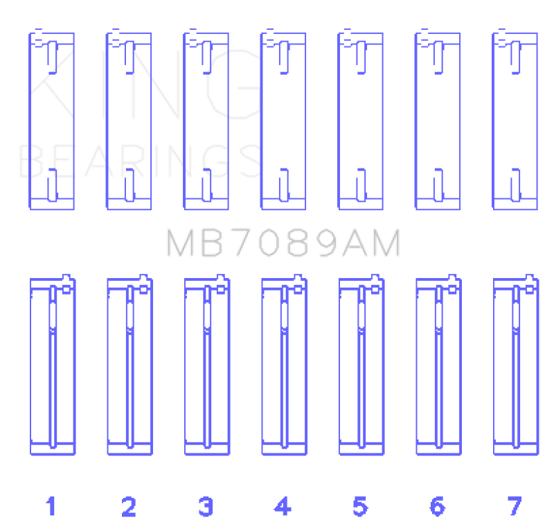 King Audi/Volkswagen ABV/AES/AUE Crankshaft Main Bearing Set (Set of 7) (Standard Size) - Black Ops Auto Works