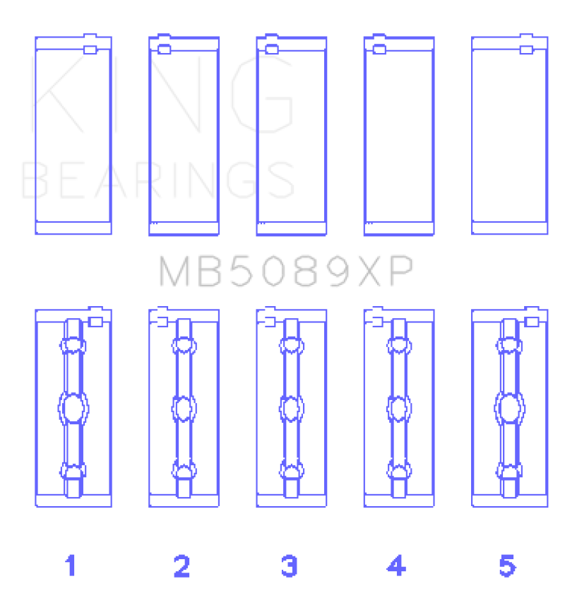 King Toyota 1RZ / 2RZ / 3RZ Crankshaft Main Bearing Set (Set of 5) - Black Ops Auto Works
