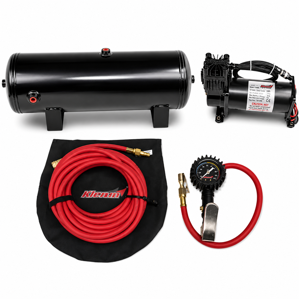Kleinn 6450-SLIM onboard air system with 150 PSI waterproof compressor and slim 3 gallon tank