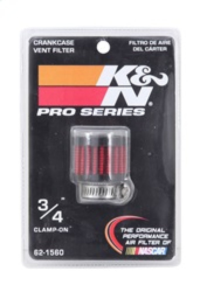 K&N 0.75 inch ID 1.375 inch OD 1.125 inch H Clamp On Crankcase Vent Filter K&N Engineering KNN62-1560