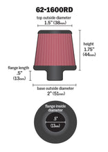 Load image into Gallery viewer, K&amp;N 2in Base OD x .375in Flange ID x 1.75in H Rubber Base Crankcase Vent Filter K&amp;N Engineering KNN62-1600RD