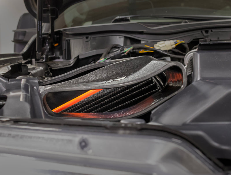 K&N 50-2613D cold air intake system installed on 2020-2026 Ford F-250 6.7L Power Stroke diesel engine bay