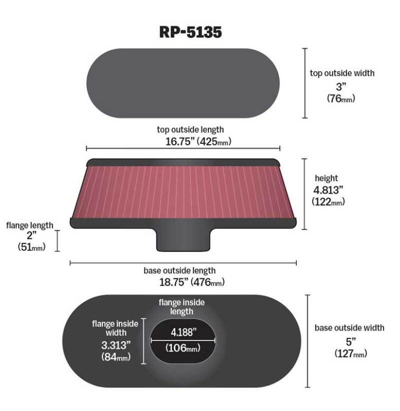 K&N Air Filter with Carbon Fiber Top and Base K&N Engineering KNNRP-5135