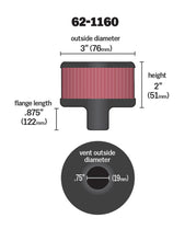 Load image into Gallery viewer, K&amp;N Filter 3/4in Vent 3in Diameter 2in Height K&amp;N Engineering KNN62-1160