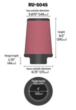 Load image into Gallery viewer, K&amp;N Filter 4 inch Flange 6 3/4 inch OD Base 5 7/8 inch OD Top 9 1/2 inch Height K&amp;N Engineering KNNRU-5045