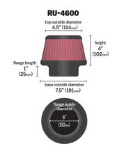 Load image into Gallery viewer, K&amp;N Filter 6 inch Flange 7.5 inch Base 4.5 Top 4 inch Height K&amp;N Engineering KNNRU-4600