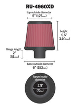 Load image into Gallery viewer, K&amp;N Filter Universal Clamp-On Filter-Round Tapered 2.75in Flange ID x 6in Base OD x 5in Top OD K&amp;N Engineering KNNRU-4960XD