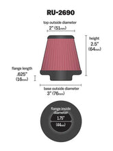 Load image into Gallery viewer, K&amp;N Filter Universal Rubber Filter 1 3/4 inch Flange 3 inch Base 2 inch Top 2.5 inch Height K&amp;N Engineering KNNRU-2690