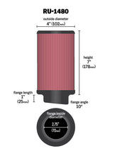 Load image into Gallery viewer, K&amp;N Filter Universal Rubber Filter 10 Degree Flange Angle 4in OD x 2.75in Flange ID x 7in H K&amp;N Engineering KNNRU-1480