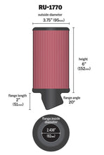 Load image into Gallery viewer, K&amp;N Filter Universal Rubber Filter 2 7/16 inch 20 Degree Flange 3 3/4 inch OD 6 inch Height K&amp;N Engineering KNNRU-1770