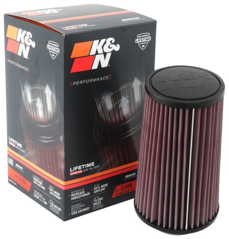 K&N Filter Universal Rubber Filter 2.75in Flange 4.75in Base 4in Top 8in Height K&N Engineering KNNRU-5144