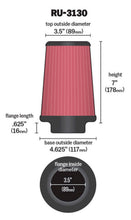 Load image into Gallery viewer, K&amp;N Filter Universal Rubber Filter 3 1/2 inch Flange 4 5/8 inch Base 3 1/2 inch Top 7 inch Height K&amp;N Engineering KNNRU-3130