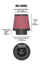 Load image into Gallery viewer, K&amp;N Filter Universal Rubber Filter 3 1/2 inch Flange 5 inch Base 3 1/2 inch Top 4 inch Height K&amp;N Engineering KNNRU-2990