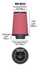 Load image into Gallery viewer, K&amp;N Filter Universal Rubber Filter 3 Flange 4 1/2 Base inch 3 1/2 inch Top 5 3/4 inch Height K&amp;N Engineering KNNRU-5111