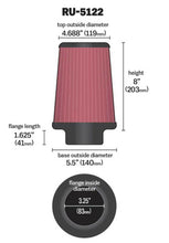 Load image into Gallery viewer, K&amp;N Filter Universal Rubber Filter 3.25 Flange 5.5 Base 4.6875 Top 8 Height K&amp;N Engineering KNNRU-5122