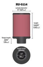 Load image into Gallery viewer, K&amp;N Filter Universal Rubber Filter 3.5in Flange ID x 5in OD x 5.625in H K&amp;N Engineering KNNRU-5114