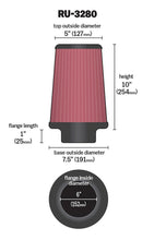 Load image into Gallery viewer, K&amp;N Filter Universal Rubber Filter 6 inch Flange 7.5 inch Base 5 inch Top 10 inch Height K&amp;N Engineering KNNRU-3280