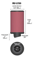 Load image into Gallery viewer, K&amp;N Filter Universal Rubber Round Air Filter 20 Deg Flange Angle 2.25in Flange ID x 3.5in OD x 6in H K&amp;N Engineering KNNRU-1720