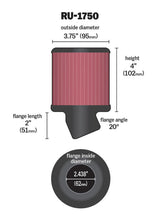 Load image into Gallery viewer, K&amp;N Filter Universal Rubber Round Straight Filter 20 Deg Angled 2-7/16in Flange 3-3/4in OD 4in H K&amp;N Engineering KNNRU-1750