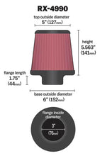Load image into Gallery viewer, K&amp;N Filter Universal X Stream Clamp-On 3 inch Flange 6 inch Base 5 inch Top 5 9/16 inch Height K&amp;N Engineering KNNRX-4990