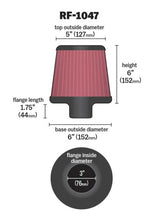 Load image into Gallery viewer, K&amp;N Round Tapered Universal Air Filter 3 inch Flange 6 inch Base 5 inch Top 6 inch Height K&amp;N Engineering KNNRF-1047