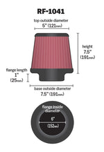 Load image into Gallery viewer, K&amp;N Round Tapered Universal Air Filter 6 inch Flange 7 1/2 inch Base 5 inch Top 7 1/2 inch Height K&amp;N Engineering KNNRF-1041