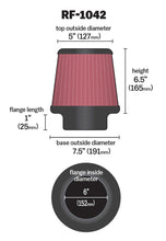 Load image into Gallery viewer, K&amp;N Round Tapered Universal Air Filter 6in Flange ID x 7.5in Base OD x 5in Top OD x 6.5in Height K&amp;N Engineering KNNRF-1042