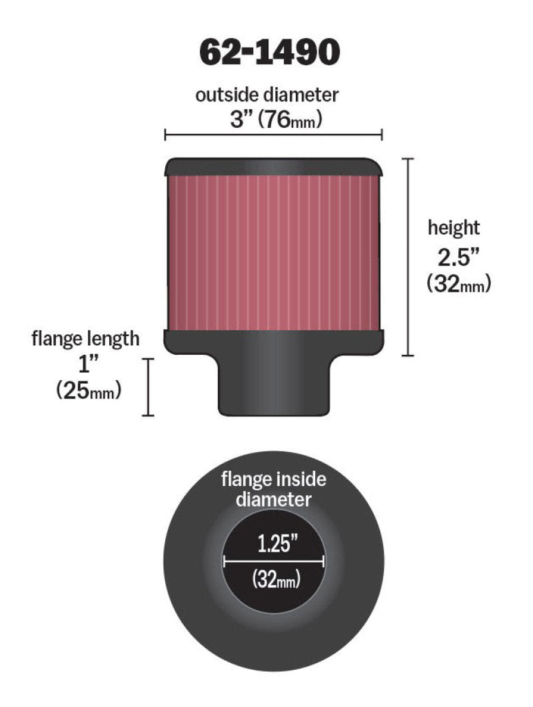 K&N Rubber Base Chrome Top Push-In Crankcase Vent Filter 3in OD x 2-1/2in H. K&N Engineering KNN62-1490