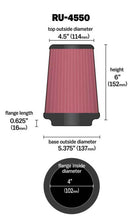 Load image into Gallery viewer, K&amp;N Universal Air Filter 4in Flange / 5-3/8in Base / 4-1/2in Top / 6in Height K&amp;N Engineering KNNRU-4550