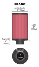 Load image into Gallery viewer, K&amp;N Universal Air Filter 4in Flange ID 7in OD 9in Height K&amp;N Engineering KNNRD-1460