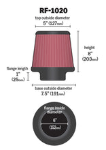 Load image into Gallery viewer, K&amp;N Universal Air Filter 6in Flange ID x 7.5in Base / 5in OD Top x 8in H K&amp;N Engineering KNNRF-1020