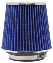 Load image into Gallery viewer, K&amp;N Universal Air Filter Chrome Round Tapered Blue - 4in Flange ID x 1.125in Flange Length x 5.5in H - Black Ops Auto Works