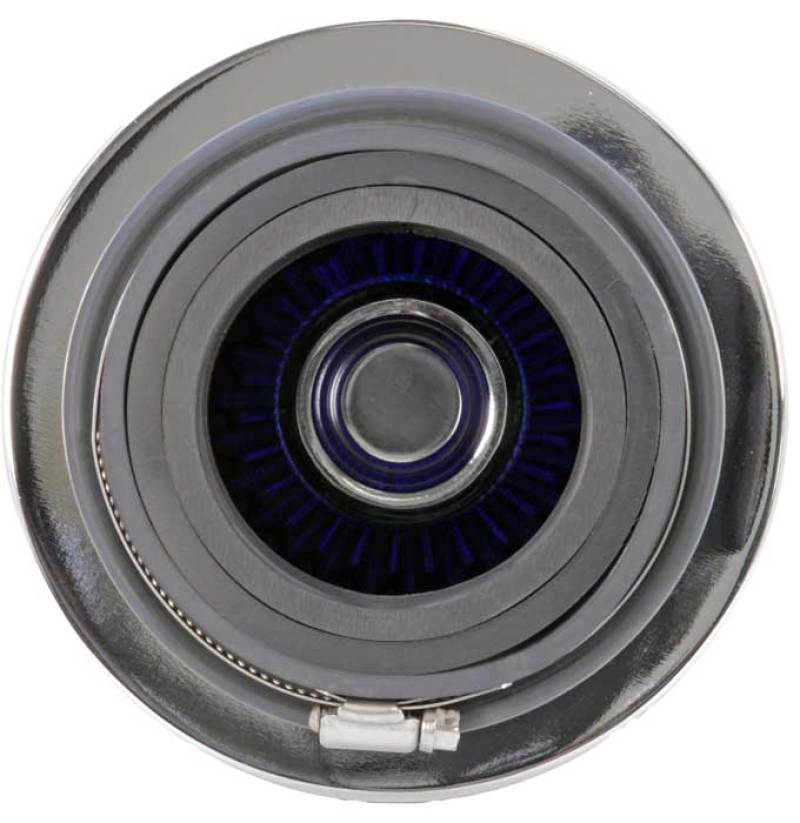 K&N Universal Air Filter Chrome Round Tapered Blue - 4in Flange ID x 1.125in Flange Length x 5.5in H K&N Engineering KNNRG-1001BL