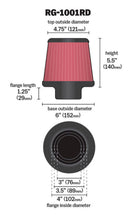 Load image into Gallery viewer, K&amp;N Universal Air Filter Chrome Round Tapered Red - 4in Flange ID x 1.125in Flange Length x 5.5in H K&amp;N Engineering KNNRG-1001RD
