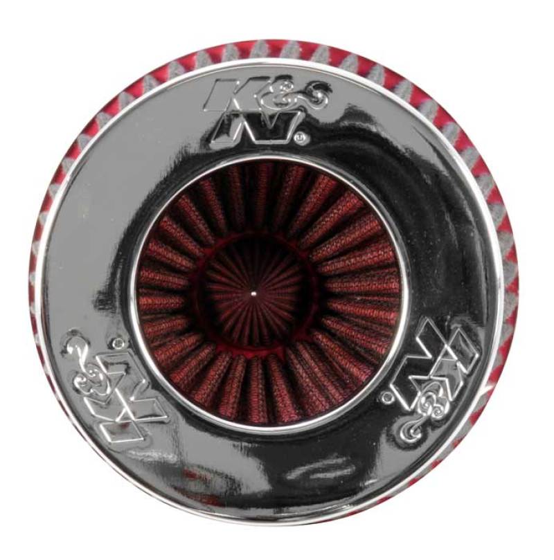 K&N Universal Air Filter Chrome Round Tapered Red - 4in Flange ID x 1.125in Flange Length x 9.5in H K&N Engineering KNNRG-1002RD