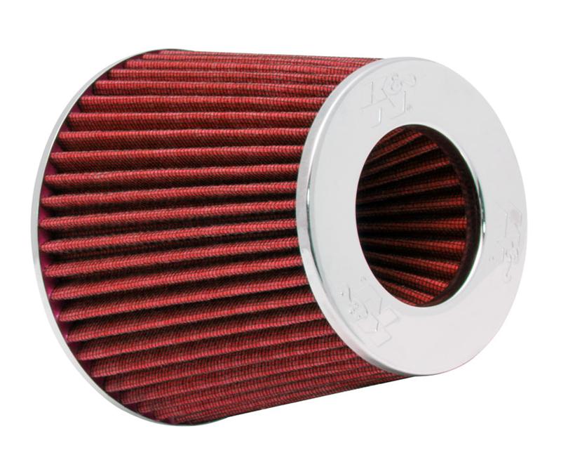 K&N Universal Air Filter Chrome Round Tapered Red - 4in ID x 1.125in L x 5.5in H K&N Engineering KNNRG-1001RD-L