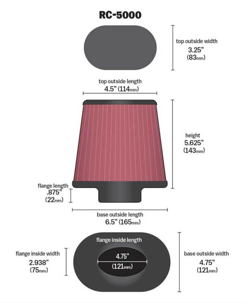 K&N Universal Chrome Filter GM TPI Custom - Oval Flange K&N Engineering KNNRC-5000