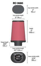 Load image into Gallery viewer, K&amp;N Universal Clamp-On Air Filter 2-7/16in Flange 4-1/2x3-3/4in Base 3x2in Top 6in Height K&amp;N Engineering KNNRC-3680