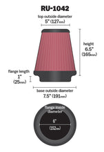 Load image into Gallery viewer, K&amp;N Universal Clamp-On Air Filter 6in FLG / 7-1/2in B / 5in T / 6-1/2in H K&amp;N Engineering KNNRU-1042