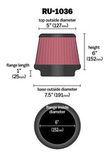 Load image into Gallery viewer, K&amp;N Universal Clamp-On Air Filter 6in FLG / 7-1/2in B / 5in T / 6in H K&amp;N Engineering KNNRU-1036